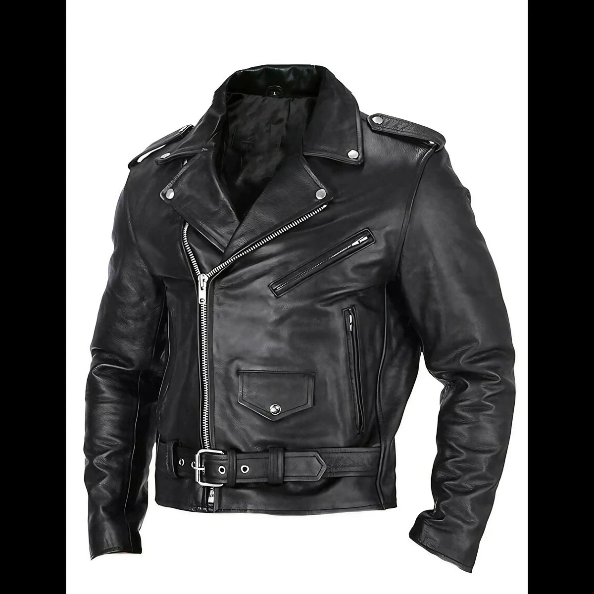 Veste homme ceinturée à col retourné, noire, du XS au 2XL, noir