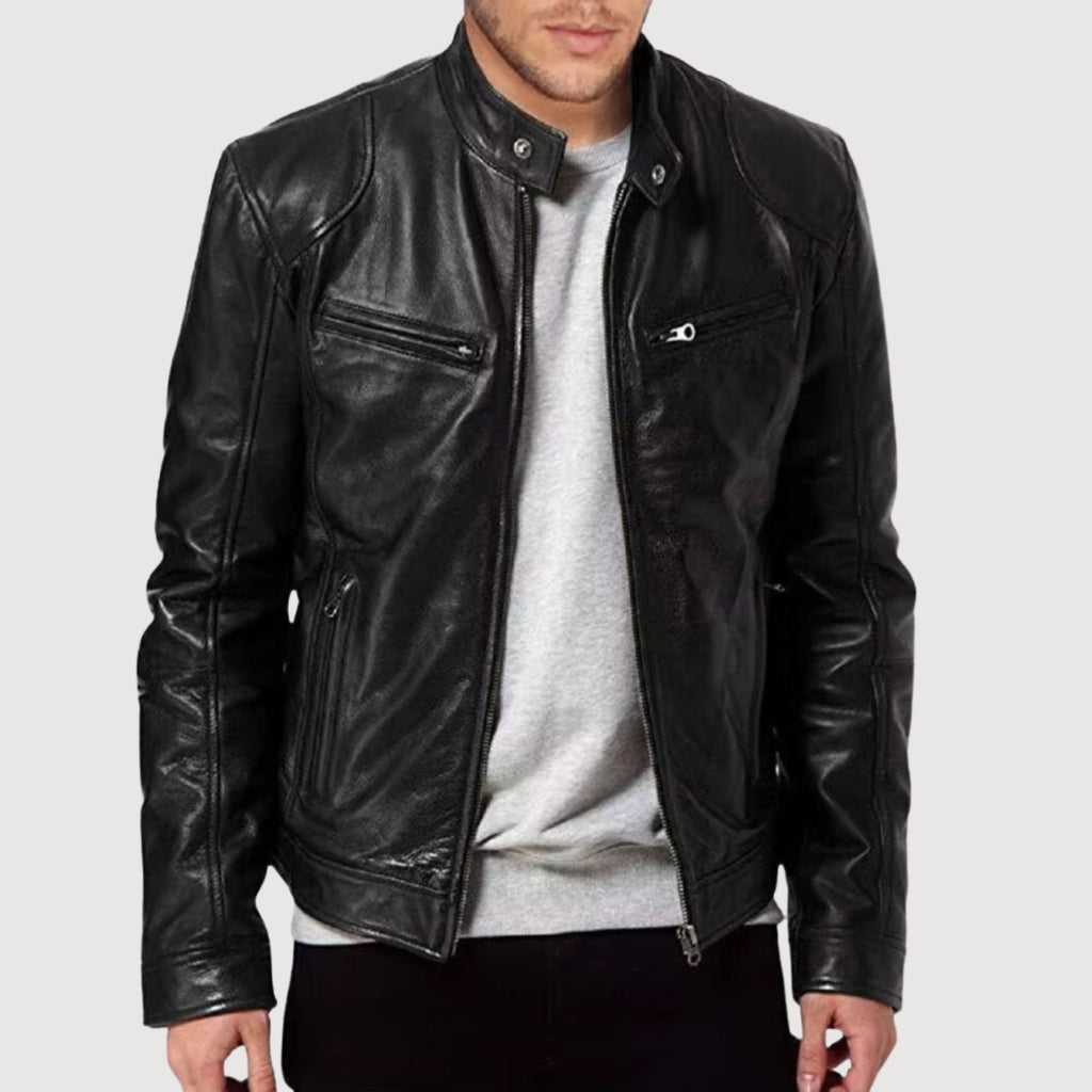Veste homme style motard, noir, kaki ou marron, du S au 3XL