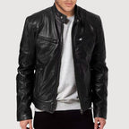 Veste homme style motard, noir, kaki ou marron, du S au 3XL