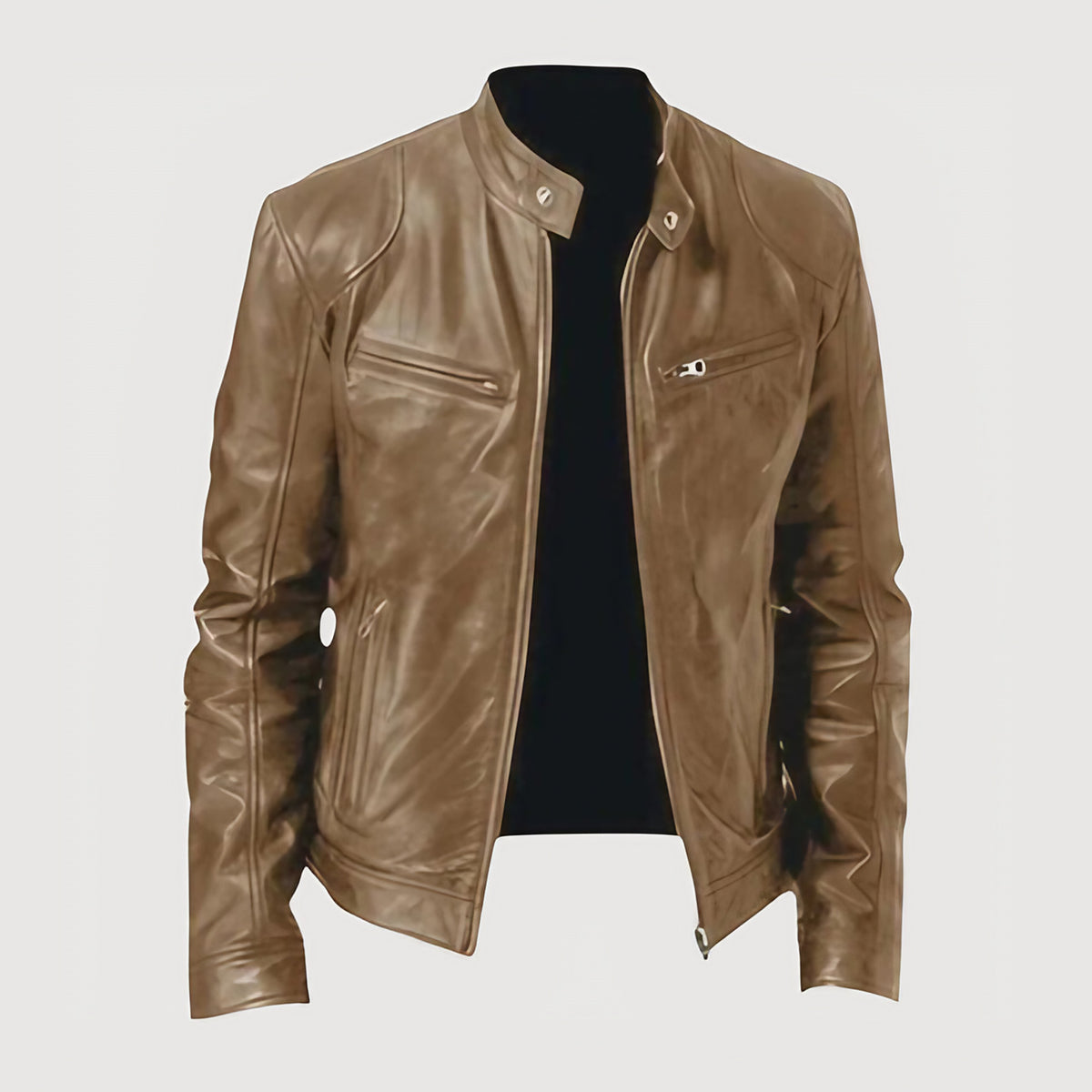 Veste homme style motard, noir, kaki ou marron, du S au 3XL, kaki