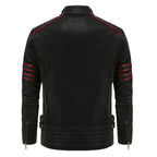Blouson homme style urbain noir à détails rouges, du S au 3XL