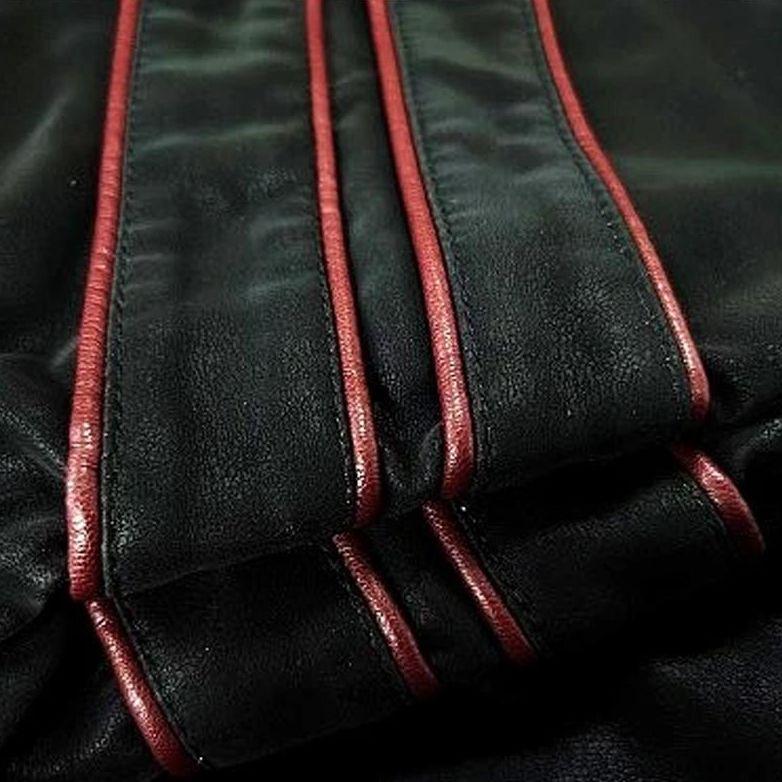 Blouson homme style urbain noir à détails rouges, du S au 3XL