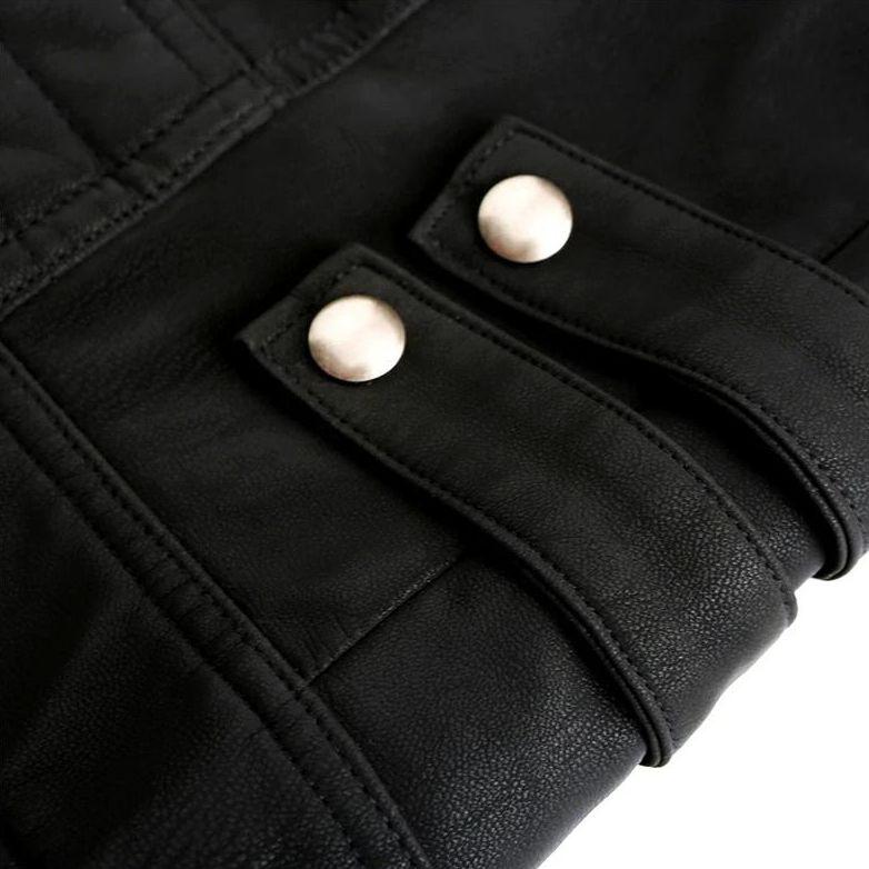 Blouson homme style urbain noir à détails rouges, du S au 3XL