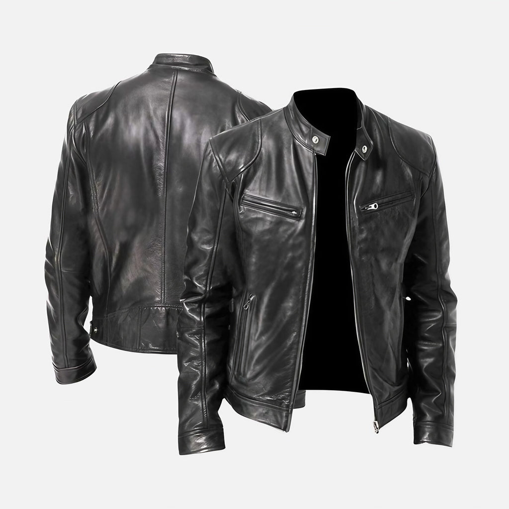 Veste homme ajustée en matière souple, noir, kaki ou marron