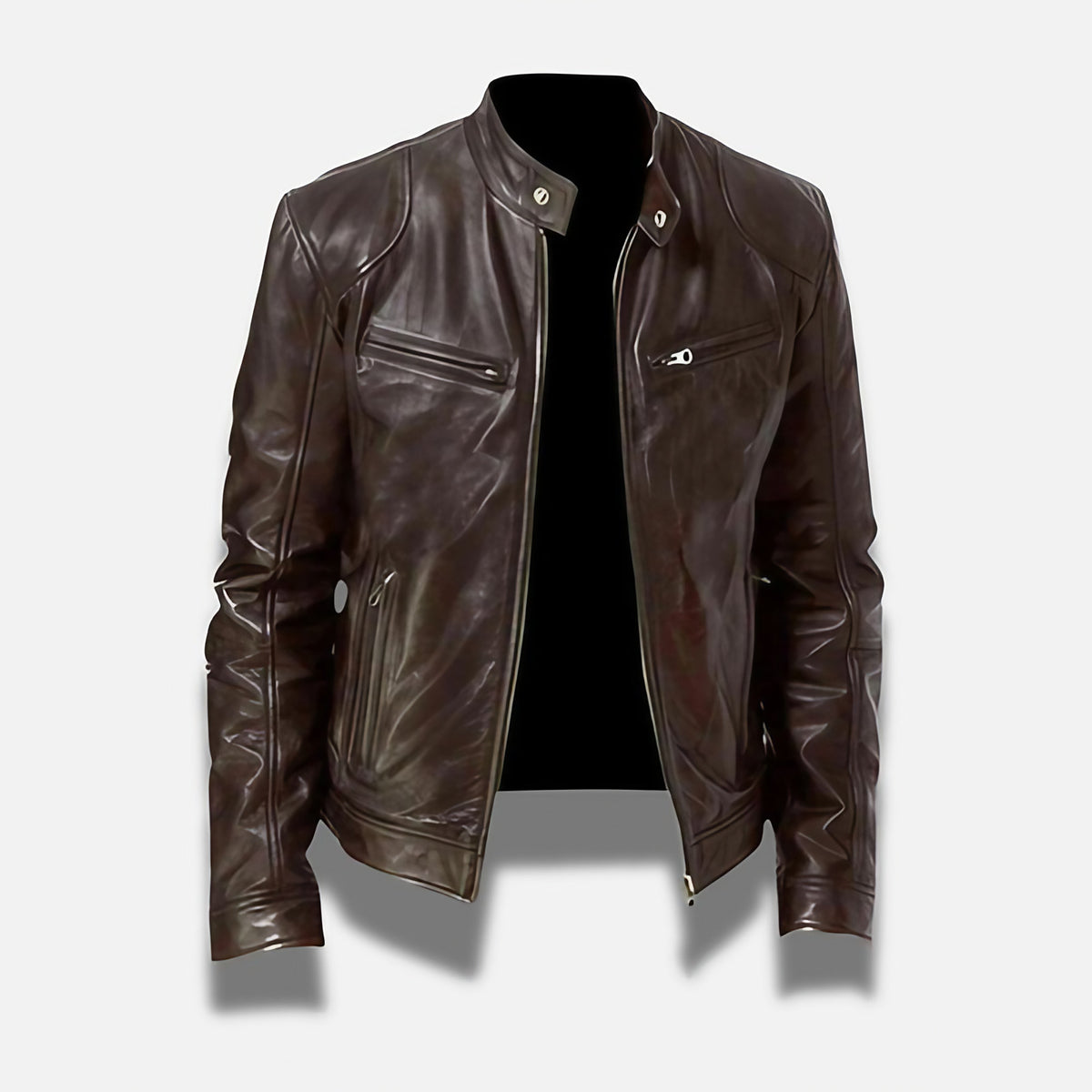 Veste homme ajustée en matière souple, noir, kaki ou marron, marron