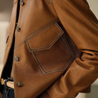 Veste femme marron à col structuré et boutons