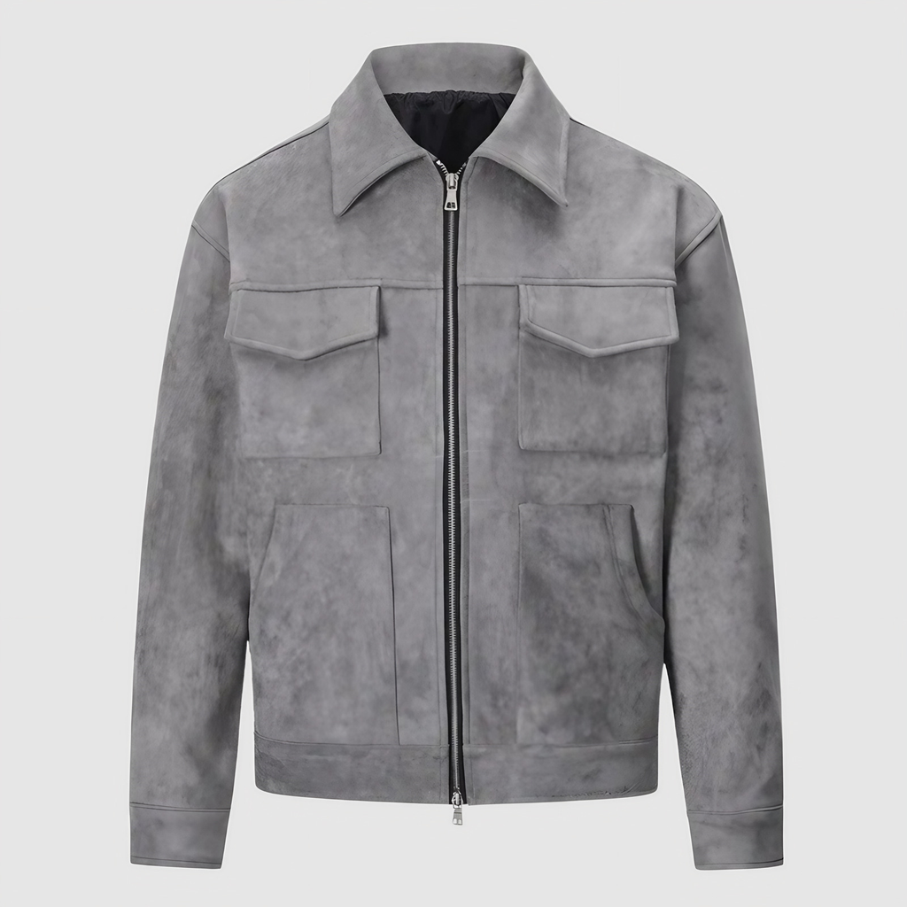 Veste homme cintrée à fermeture zippée, gris ou noir