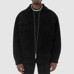 Veste homme cintrée à fermeture zippée, gris ou noir, noir