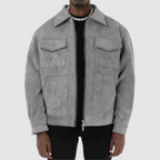 Veste homme cintrée à fermeture zippée, gris ou noir, gris