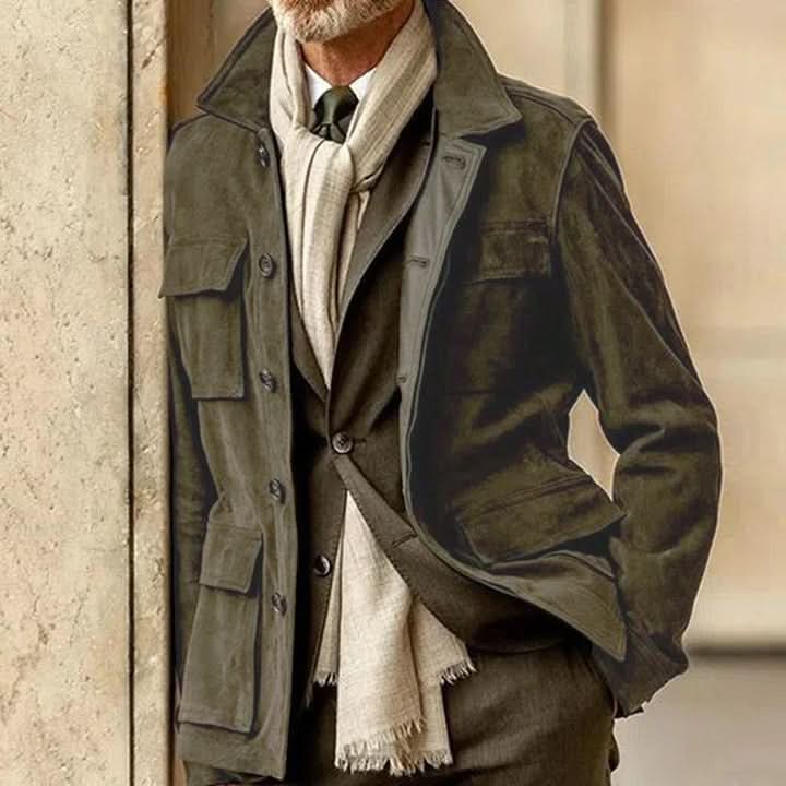 Veste homme coupe ajustée à poches, quatre coloris, du XS au 3XL, vert armée