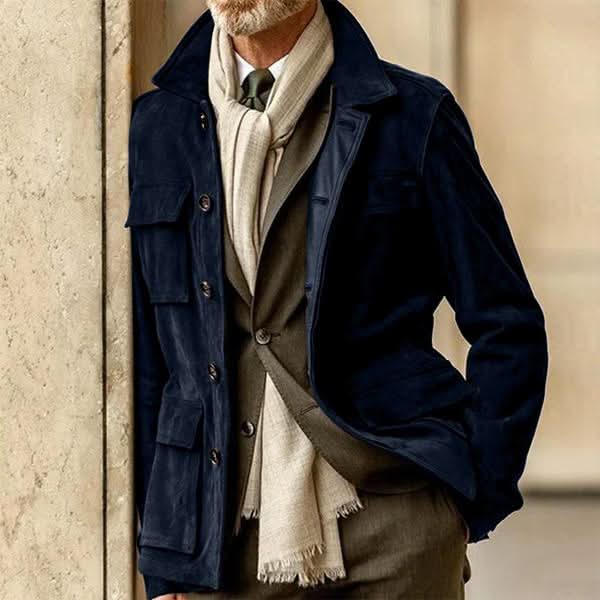 Veste homme coupe ajustée à poches, quatre coloris, du XS au 3XL, marine