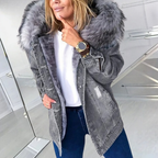 Veste en jean femme, coupe légèrement ample, quatre coloris, gris