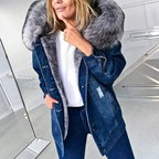 Veste en jean femme, coupe légèrement ample, quatre coloris, bleu