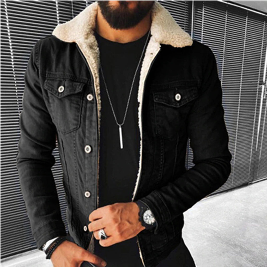 Veste en jean homme, noir, bleu ou bleu foncé, du S au 2XL, noir