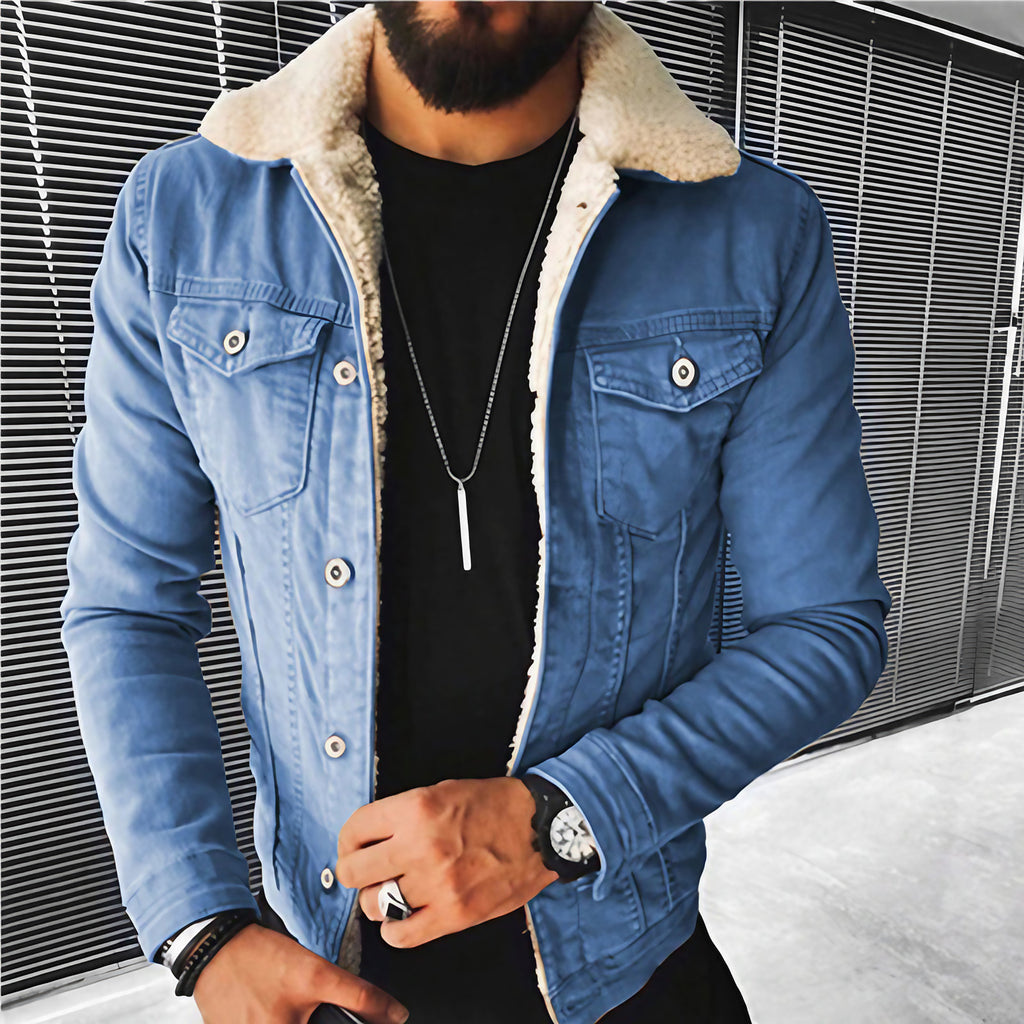 Veste en jean homme, noir, bleu ou bleu foncé, du S au 2XL, bleu