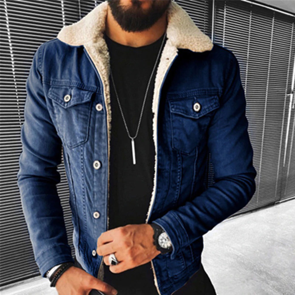 Veste en jean homme, noir, bleu ou bleu foncé, du S au 2XL, bleu foncé