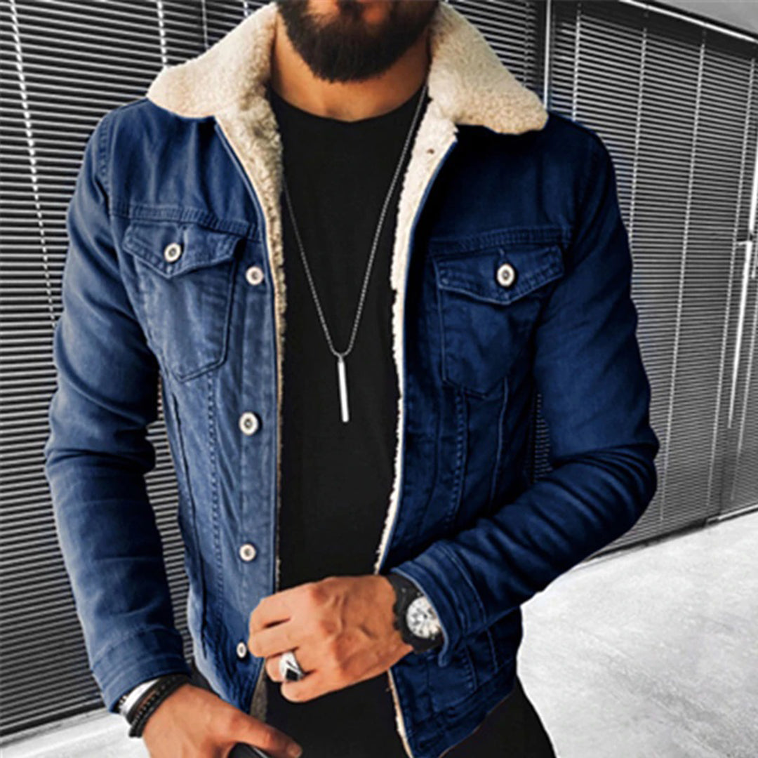 Veste en jean homme, noir, bleu ou bleu foncé, du S au 2XL, bleu foncé