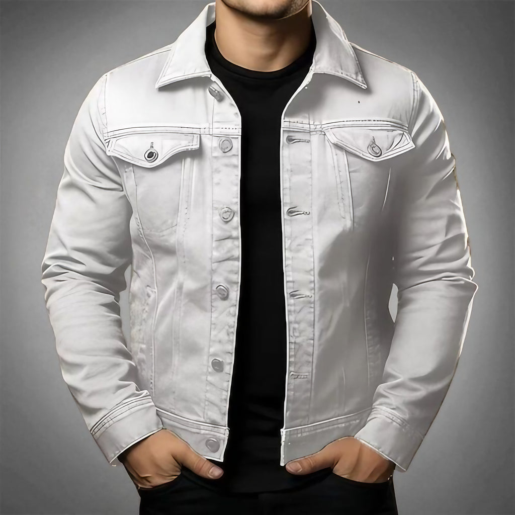 Veste en jean homme, quatre coloris, du M au 3XL, blanc
