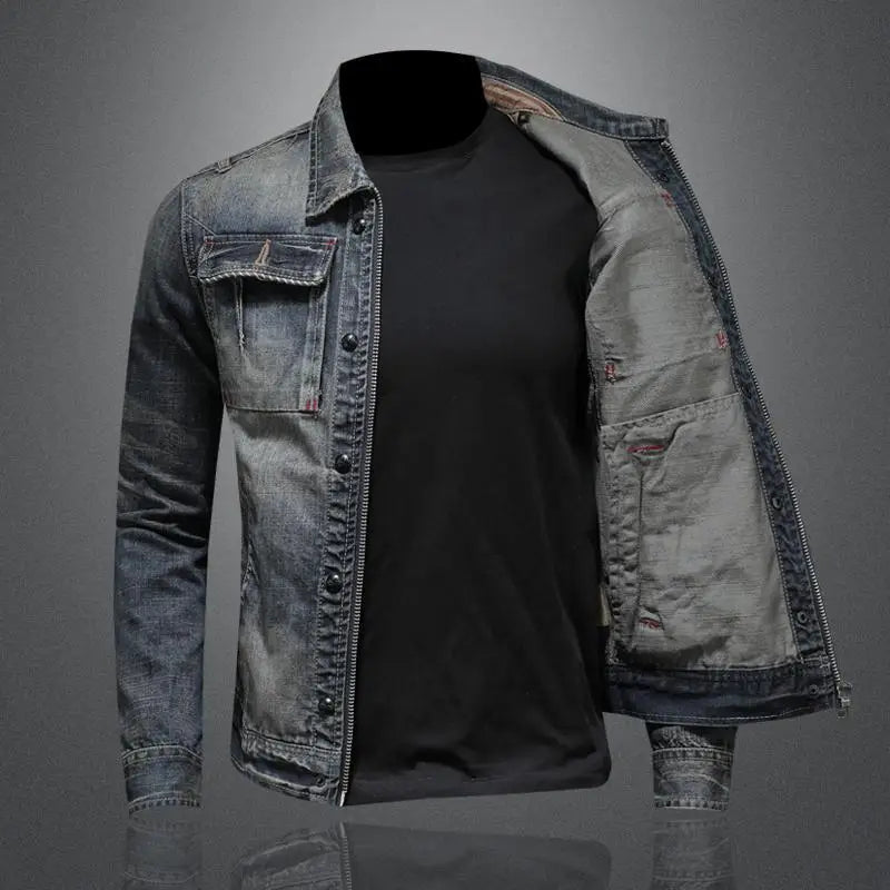 Veste en jean homme rétro à poches, du M au 5XL