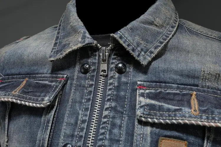 Veste en jean homme rétro à poches, du M au 5XL