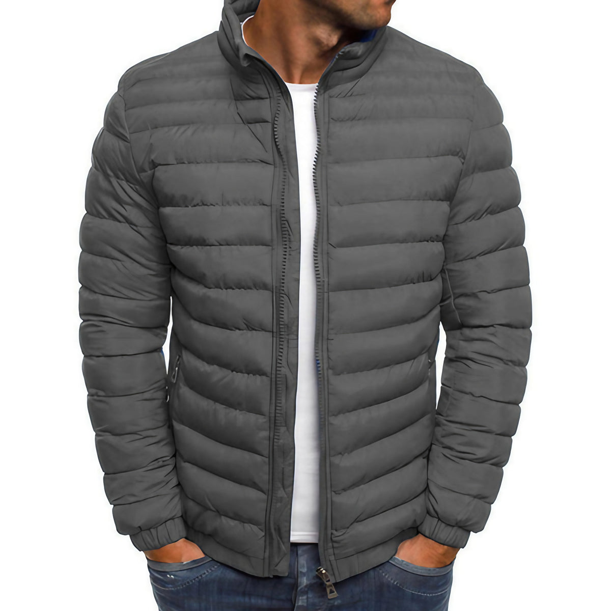 Doudoune homme de ville, six coloris, du S au 3XL, gris