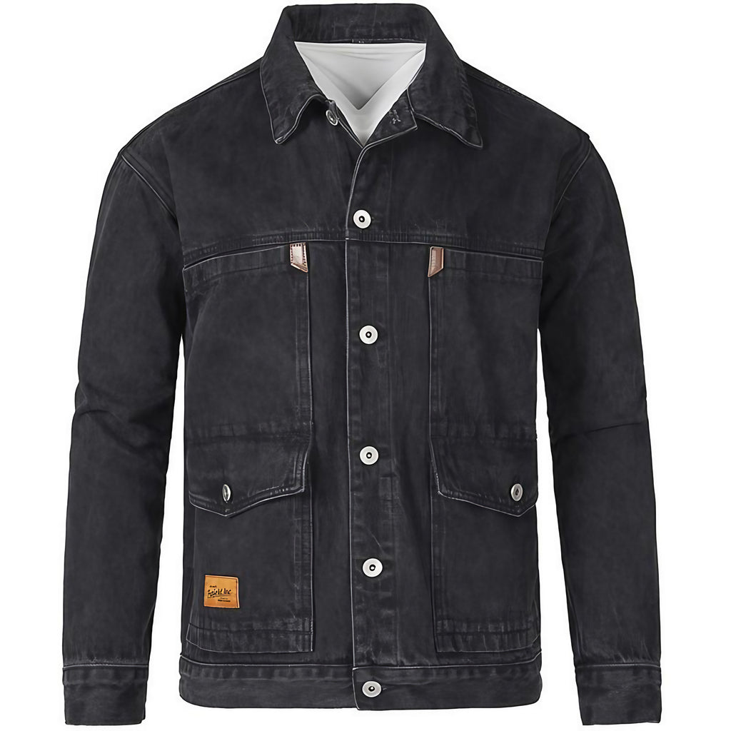 Veste en jean homme à boutons et poches poitrine, trois coloris, noir