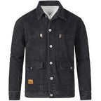 Veste en jean homme à boutons et poches poitrine, trois coloris, noir