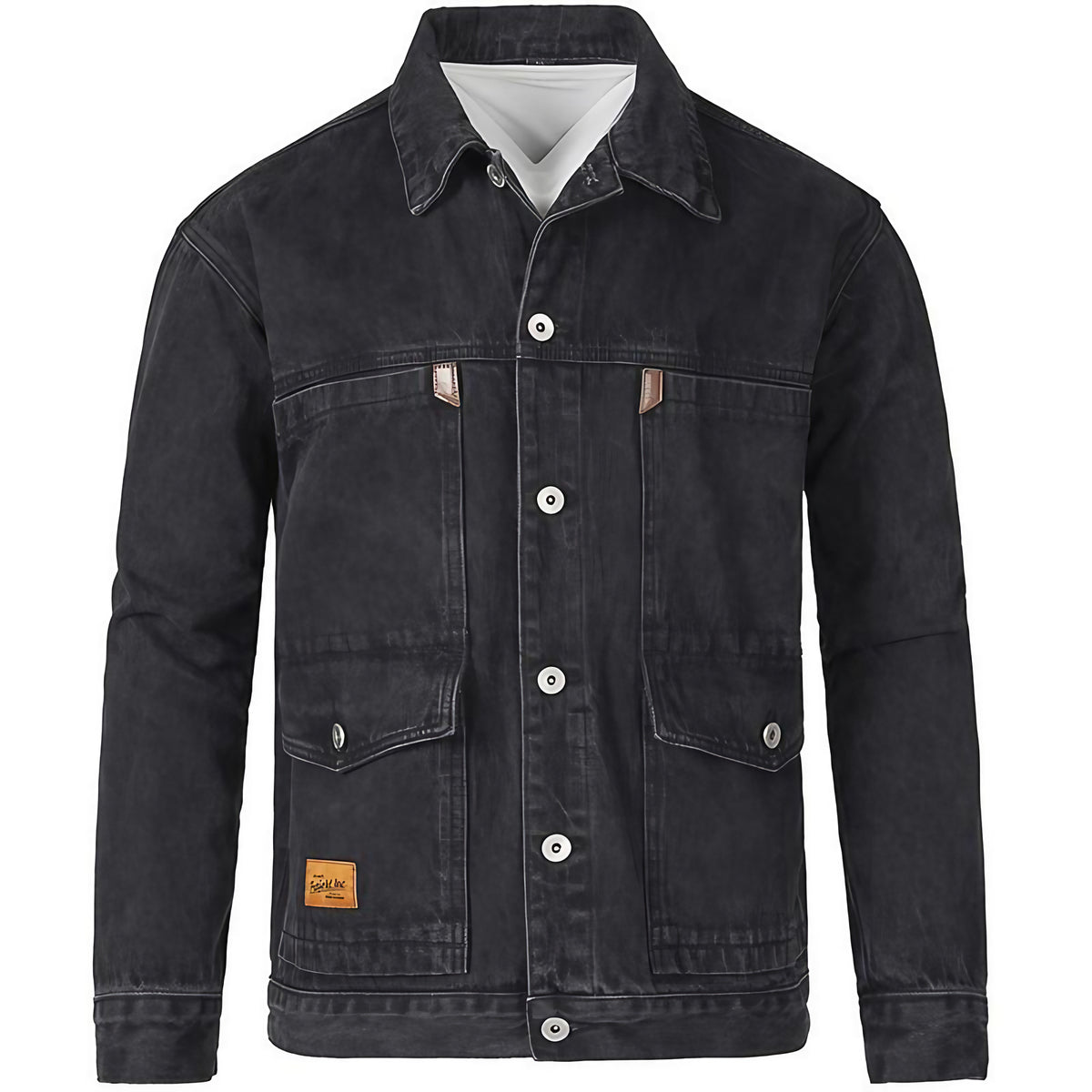 Veste en jean homme à boutons et poches poitrine, trois coloris, noir