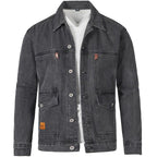 Veste en jean homme à boutons et poches poitrine, trois coloris, gris foncé