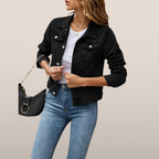 Veste en jean courte femme, légèrement cintrée, sept coloris