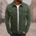 Veste en jean homme coupe slim, coutures contrastées, cinq coloris, vert militaire