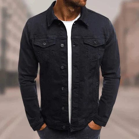 Veste en jean homme coupe slim, coutures contrastées, cinq coloris, noir
