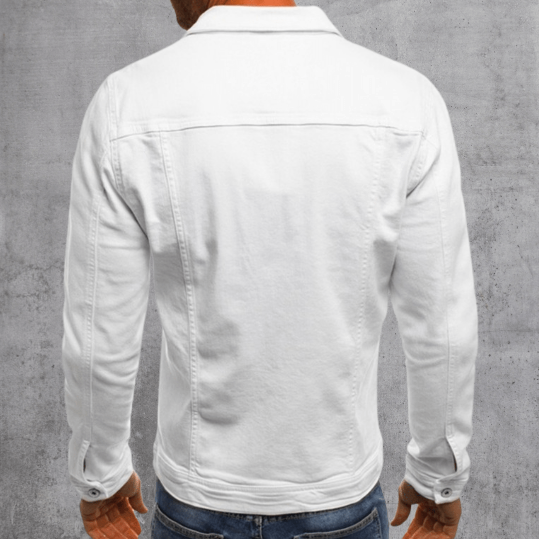 Veste en jean homme coupe slim, coutures contrastées, cinq coloris