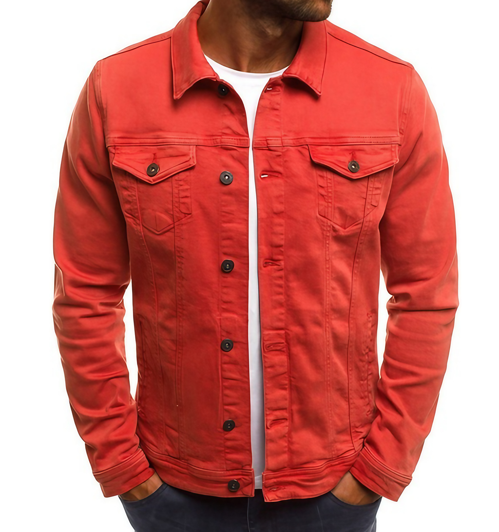 Veste en jean homme décontractée, six coloris, du S au 3XL, rouge