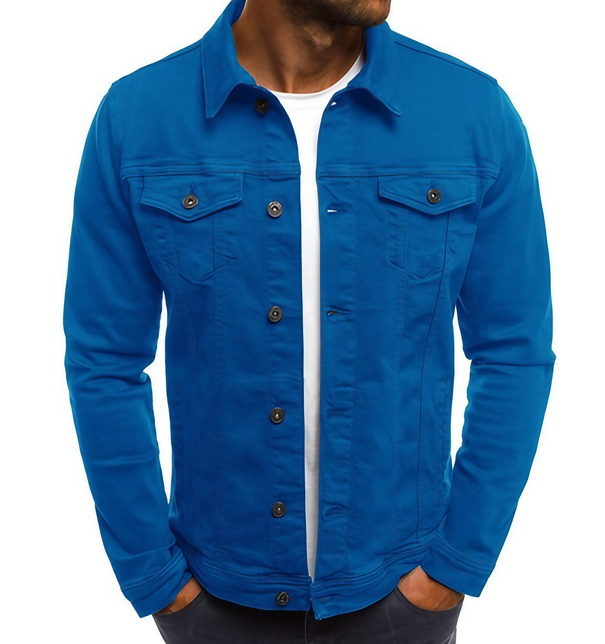 Veste en jean homme décontractée, six coloris, du S au 3XL, bleu