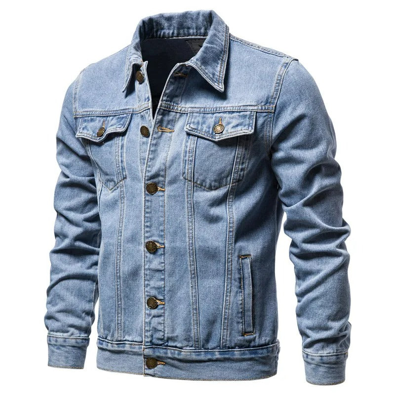 Veste en jean homme coupe décontractée, noir ou bleu, bleu
