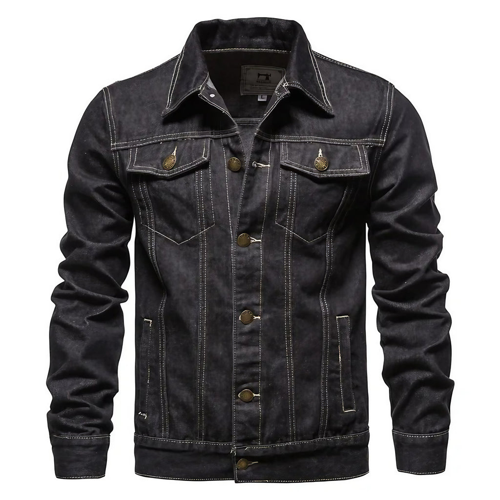 Veste en jean homme coupe décontractée, noir ou bleu, noir