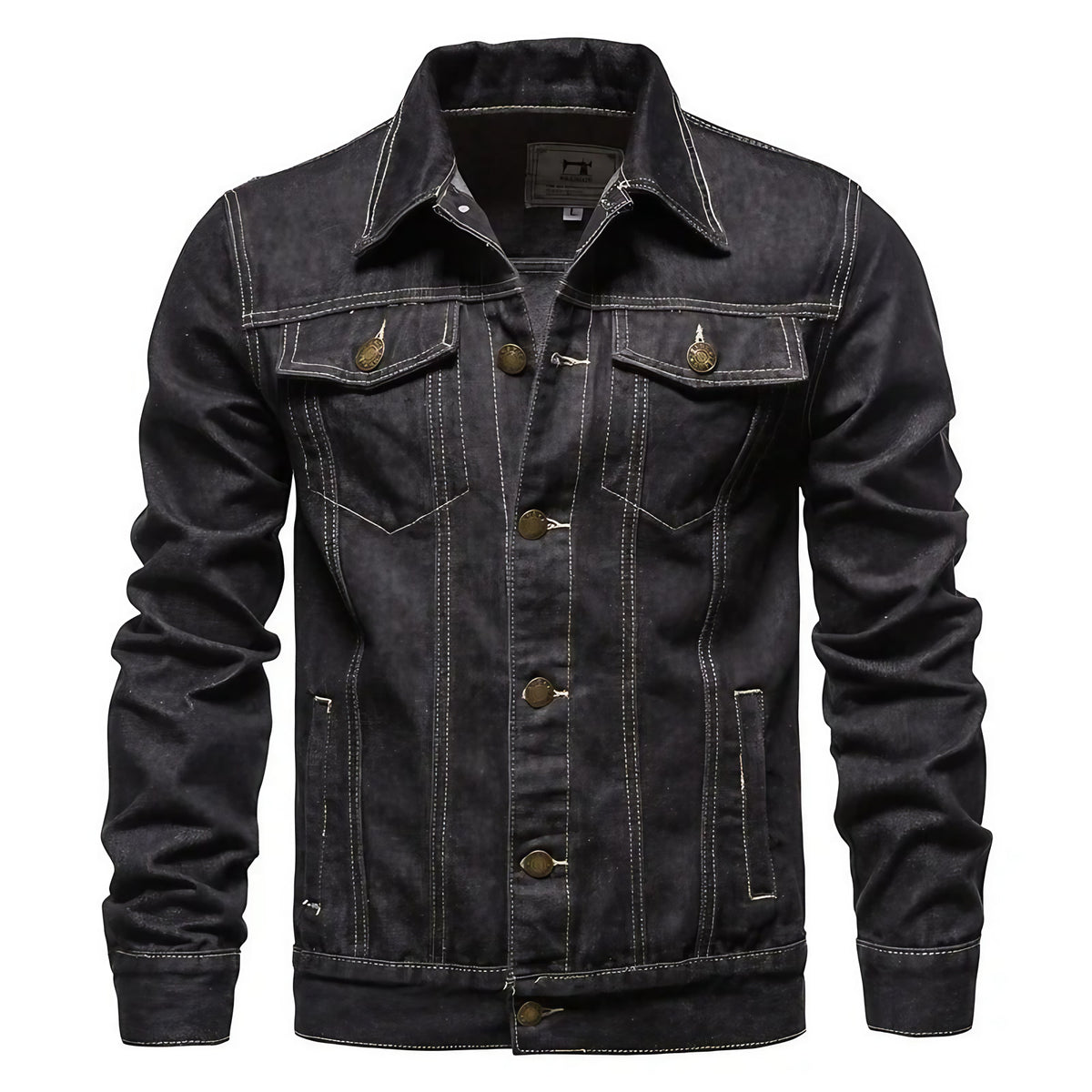 Veste en jean homme coupe décontractée, noir ou bleu, noir