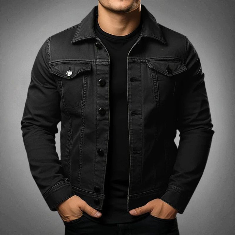 Veste en jean homme coupe ajustée, quatre coloris, noir