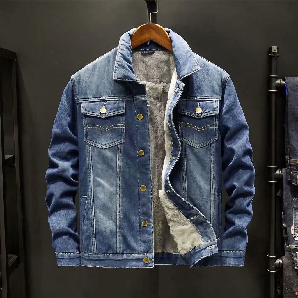 Veste homme boutonnée à poches poitrine, trois tons de bleu, bleu