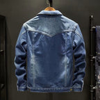 Veste homme boutonnée à poches poitrine, trois tons de bleu