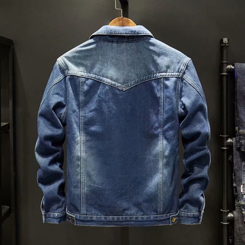 Veste homme boutonnée à poches poitrine, trois tons de bleu