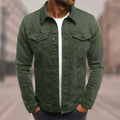 Veste en jean homme coupe ajustée, coutures contrastées, vert militaire