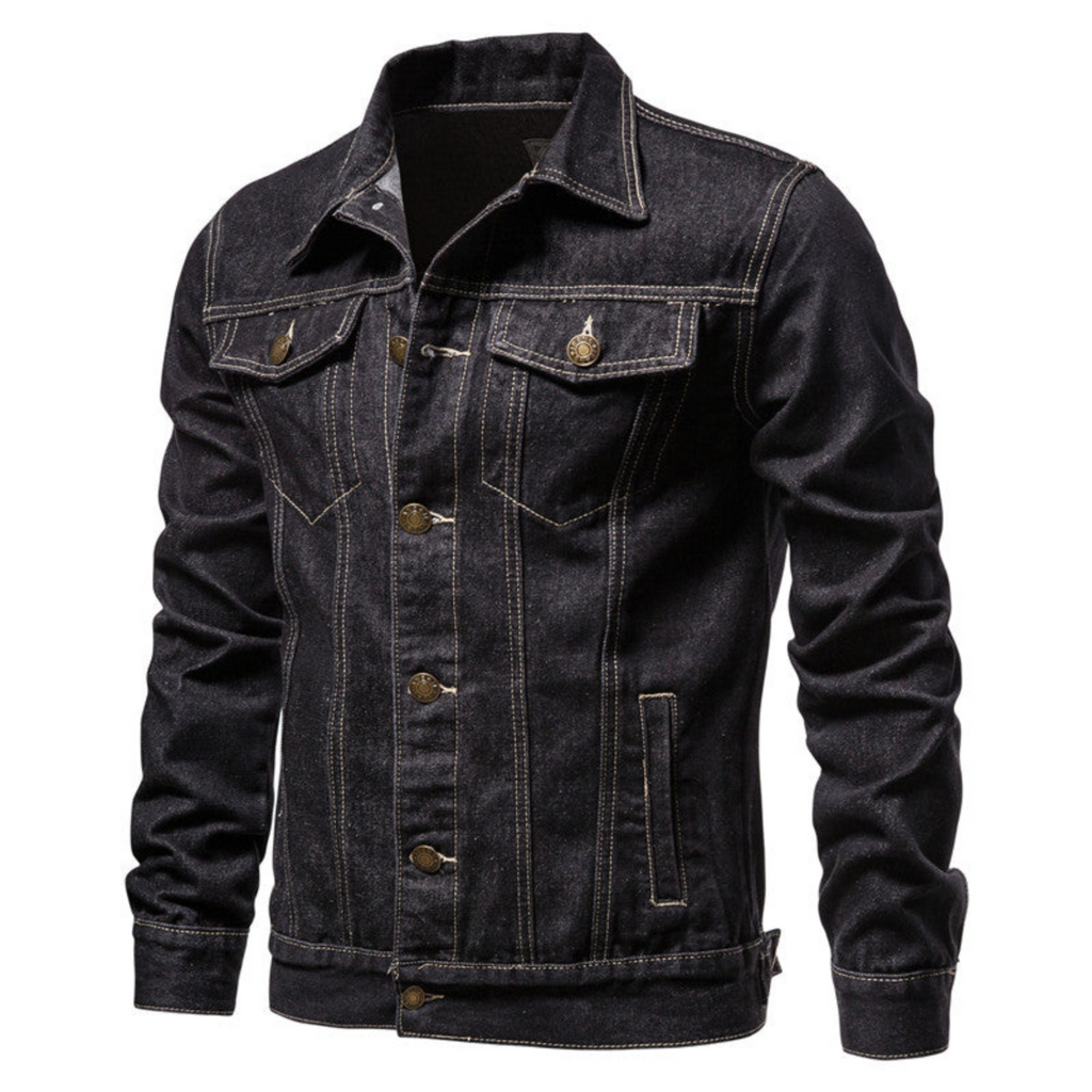 Veste en jean homme, col rabattu et poches poitrine