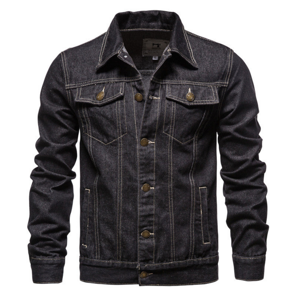 Veste en jean homme, col rabattu et poches poitrine