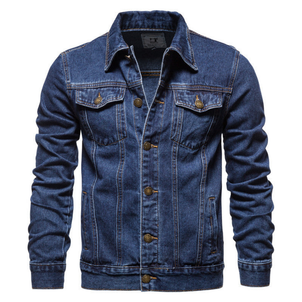 Veste en jean homme, col rabattu et poches poitrine