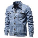 Veste en jean homme, col rabattu et poches poitrine