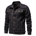 Veste en jean homme, col rabattu et poches poitrine, noir