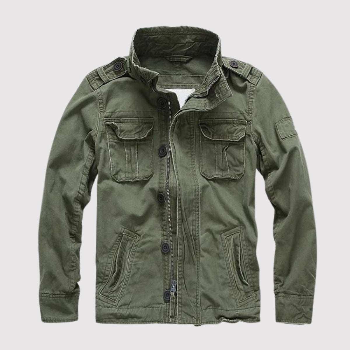 Veste en jean homme rétro, multipoches, cinq coloris, vert armée