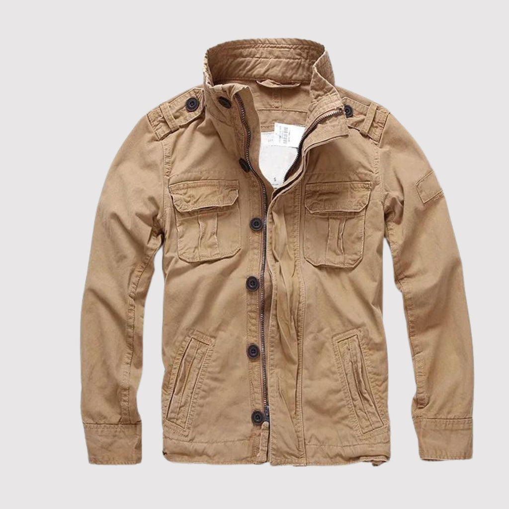 Veste en jean homme rétro, multipoches, cinq coloris, kaki